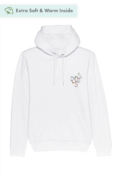 White Organic Cotton Printed Hoodie, Heavyweight, from organic cotton blend, Unisex, for Women & for Men