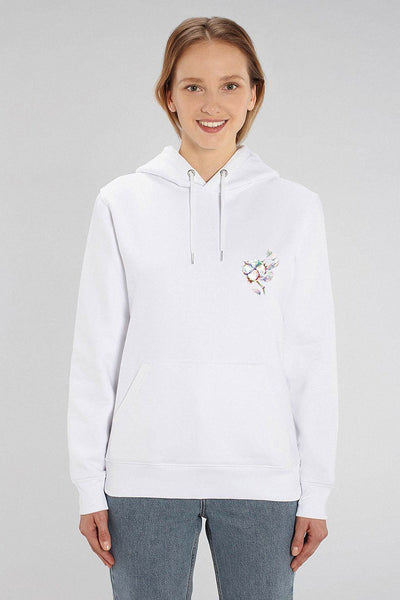 White Organic Cotton Printed Hoodie, Heavyweight, from organic cotton blend, Unisex, for Women & for Men