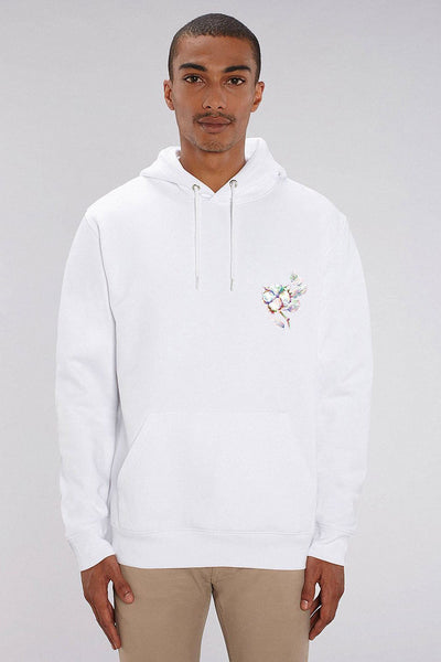 White Organic Cotton Printed Hoodie, Heavyweight, from organic cotton blend, Unisex, for Women & for Men
