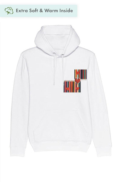 White Love Heart Graphic Hoodie, Heavyweight, from organic cotton blend