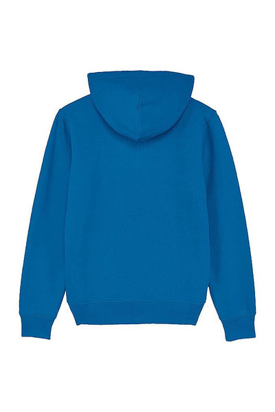 Royal Blue Orange Bicycle Printed Hoodie, Heavyweight, from organic cotton blend, Unisex, for Women & for Men