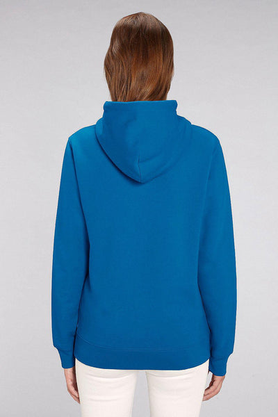 Royal Blue Orange Bicycle Printed Hoodie, Heavyweight, from organic cotton blend, Unisex, for Women & for Men