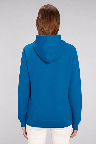 Royal Blue Orange Bicycle Printed Hoodie, Heavyweight, from organic cotton blend, Unisex, for Women & for Men