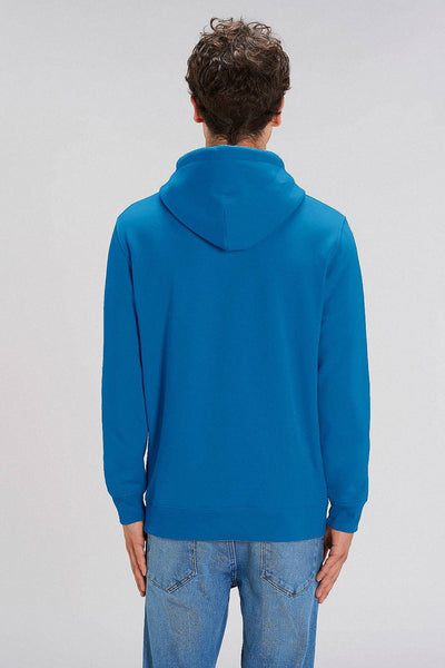 Royal Blue Orange Bicycle Printed Hoodie, Heavyweight, from organic cotton blend, Unisex, for Women & for Men