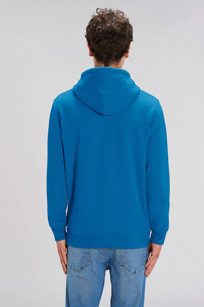 Royal Blue Orange Bicycle Printed Hoodie, Heavyweight, from organic cotton blend, Unisex, for Women & for Men