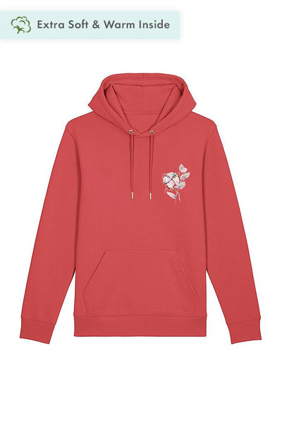 Red Organic Cotton Printed Hoodie, Heavyweight, from organic cotton blend, Unisex, for Women & for Men