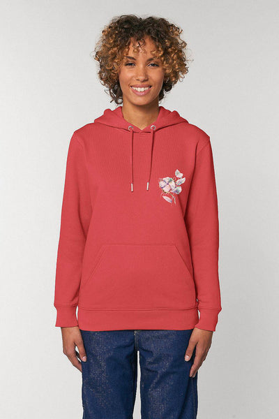 Red Organic Cotton Printed Hoodie, Heavyweight, from organic cotton blend, Unisex, for Women & for Men