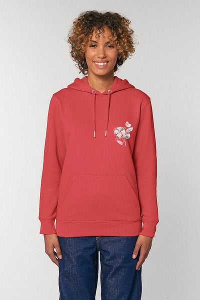 Red Organic Cotton Printed Hoodie, Heavyweight, from organic cotton blend, Unisex, for Women & for Men