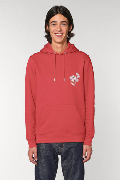 Red Organic Cotton Printed Hoodie, Heavyweight, from organic cotton blend, Unisex, for Women & for Men