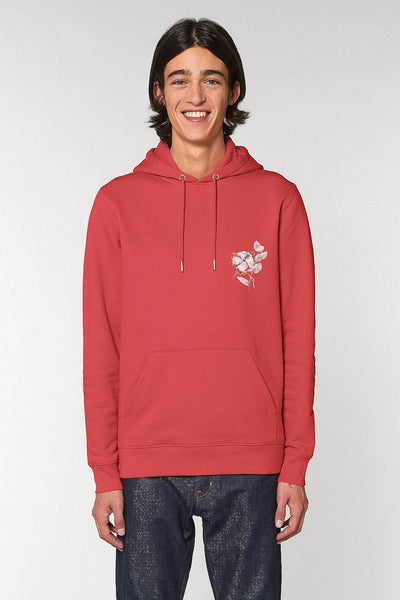 Red Organic Cotton Printed Hoodie, Heavyweight, from organic cotton blend, Unisex, for Women & for Men