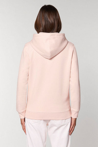Light Pink Embroidered BHappy Logo Hoodie, Heavyweight, from organic cotton blend, Unisex, for Women & for Men