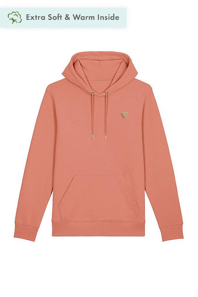 Rose Embroidered BHappy Logo Hoodie, Heavyweight, from organic cotton blend, Unisex, for Women & for Men