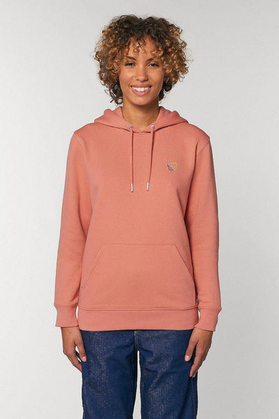 Rose Embroidered BHappy Logo Hoodie, Heavyweight, from organic cotton blend, Unisex, for Women & for Men