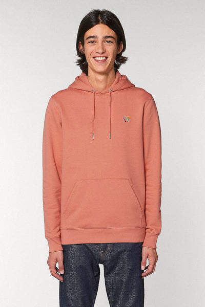 Rose Embroidered BHappy Logo Hoodie, Heavyweight, from organic cotton blend, Unisex, for Women & for Men
