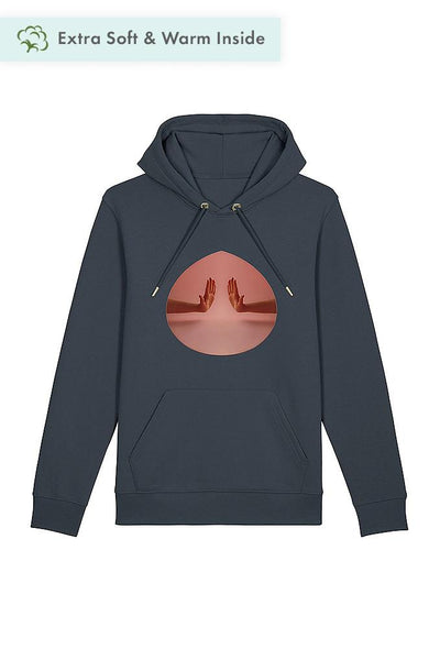 Dark grey Two Hands Graphic Hoodie, Heavyweight, from organic cotton blend, Unisex, for Women & for Men