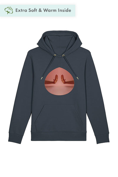 Dark grey Two Hands Graphic Hoodie, Heavyweight, from organic cotton blend, Unisex, for Women & for Men