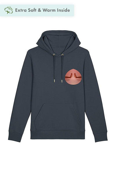 Dark grey Two Hands Printed Hoodie, Heavyweight, from organic cotton blend, Unisex, for Women & for Men