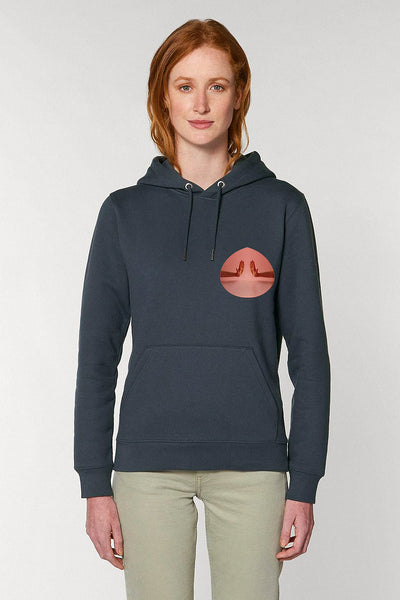 Dark grey Two Hands Printed Hoodie, Heavyweight, from organic cotton blend, Unisex, for Women & for Men