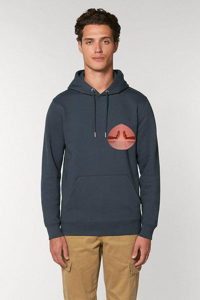 Dark grey Two Hands Printed Hoodie, Heavyweight, from organic cotton blend, Unisex, for Women & for Men