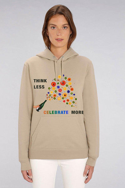 Beige Celebrate Graphic Hoodie, Heavyweight, from organic cotton blend, Unisex, for Women & for Men