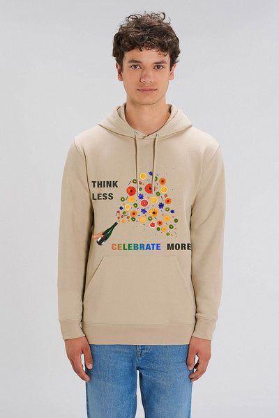Beige Celebrate Graphic Hoodie, Heavyweight, from organic cotton blend, Unisex, for Women & for Men