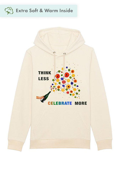 Beige Celebrate Graphic Hoodie, Heavyweight, from organic cotton blend, Unisex, for Women & for Men