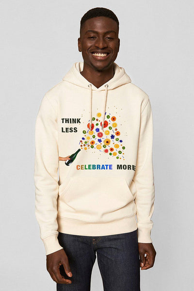 Beige Celebrate Graphic Hoodie, Heavyweight, from organic cotton blend, Unisex, for Women & for Men