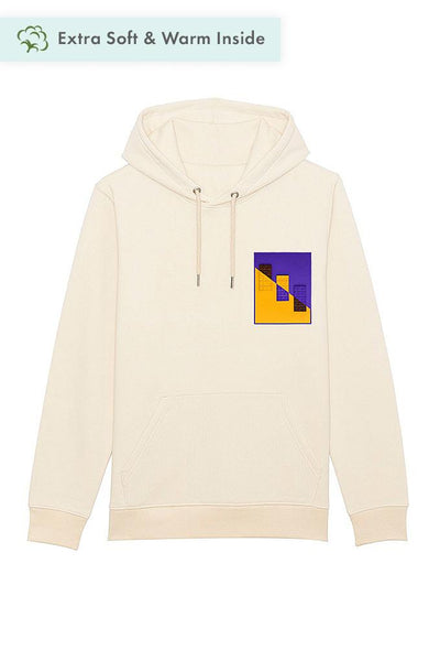 Beige Chocolate Love Print Hoodie, Heavyweight, from organic cotton blend, Unisex, for Women & for Men