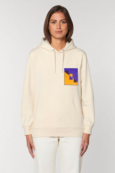 Beige Chocolate Love Print Hoodie, Heavyweight, from organic cotton blend, Unisex, for Women & for Men