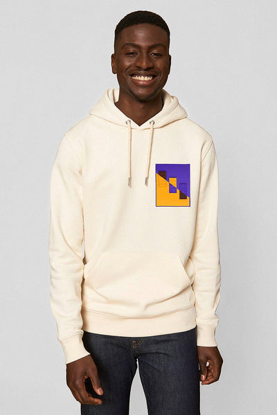 Beige Chocolate Love Print Hoodie, Heavyweight, from organic cotton blend, Unisex, for Women & for Men