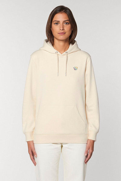Beige Embroidered BHappy Logo Hoodie, Heavyweight, from organic cotton blend, Unisex, for Women & for Men