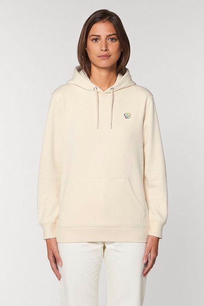 Beige Embroidered BHappy Logo Hoodie, Heavyweight, from organic cotton blend, Unisex, for Women & for Men