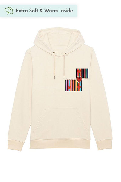 Beige Love Heart Graphic Hoodie, Heavyweight, from organic cotton blend