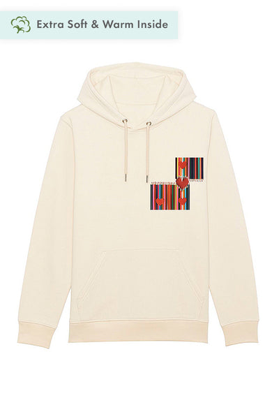 Beige Love Heart Graphic Hoodie, Heavyweight, from organic cotton blend