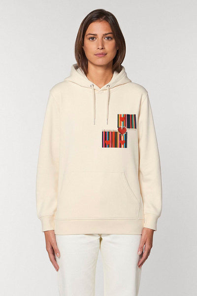 Beige Love Heart Graphic Hoodie, Heavyweight, from organic cotton blend