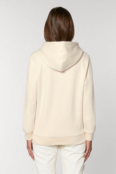 Beige Cute Floral Graphic Hoodie, Heavyweight, from organic cotton blend