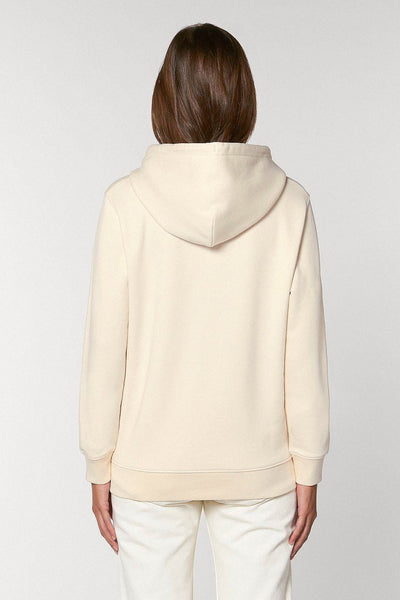 Beige Floral Printed Hoodie, Heavyweight, from organic cotton blend