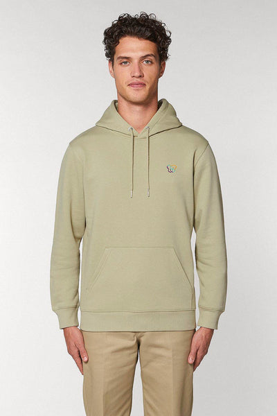Sage green Embroidered BHappy Logo Hoodie, Heavyweight, from organic cotton blend, Unisex, for Women & for Men