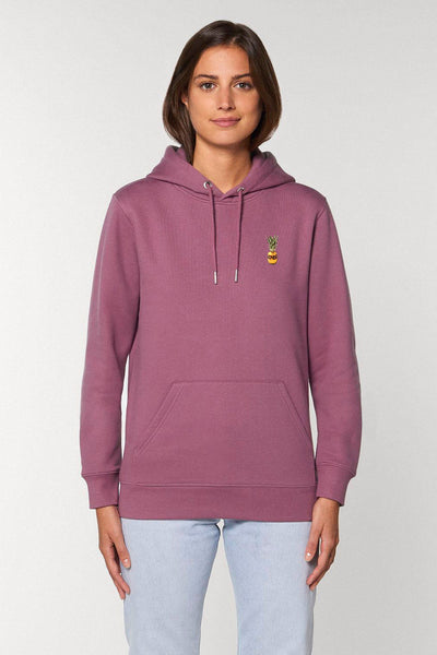 Purple Cool Pineapple Print Hoodie, Heavyweight, from organic cotton blend, Unisex, for Women & for Men
