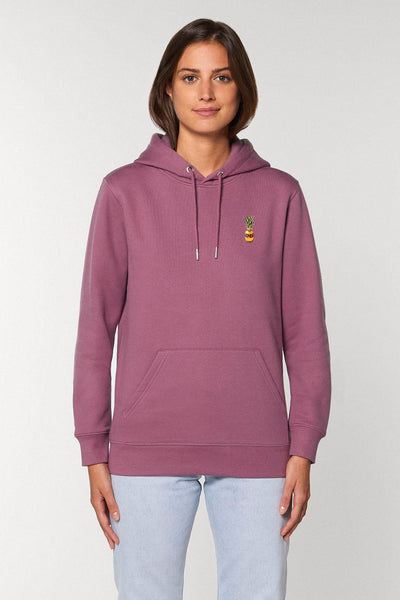 Purple Cool Pineapple Print Hoodie, Heavyweight, from organic cotton blend, Unisex, for Women & for Men