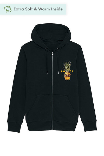 Black Men Cool Graphic Zip Up Hoodie, Heavyweight, from organic cotton blend