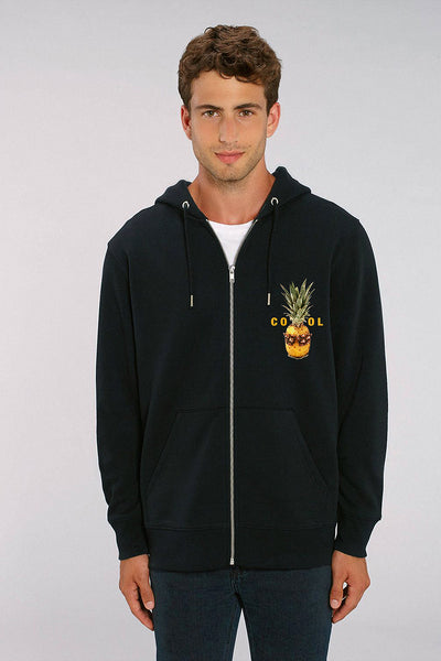 Black Men Cool Graphic Zip Up Hoodie, Heavyweight, from organic cotton blend