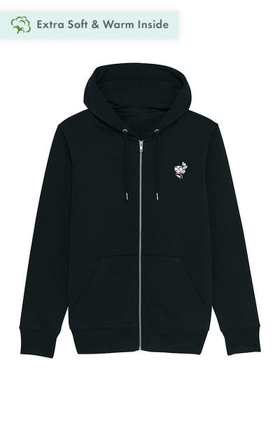Black Men Organic Cotton Zip Up Hoodie, Heavyweight, from organic cotton blend