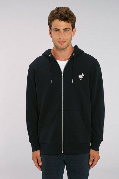 Black Men Organic Cotton Zip Up Hoodie, Heavyweight, from organic cotton blend