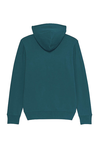 Dark green Men Orange Bicycle Zip Up Hoodie, Heavyweight, from organic cotton blend