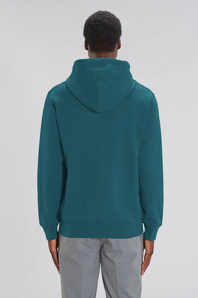 Dark green Men Orange Bicycle Zip Up Hoodie, Heavyweight, from organic cotton blend