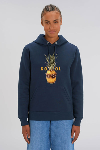 Navy Cool Graphic Hoodie, Heavyweight, from organic cotton blend, Unisex, for Women & for Men