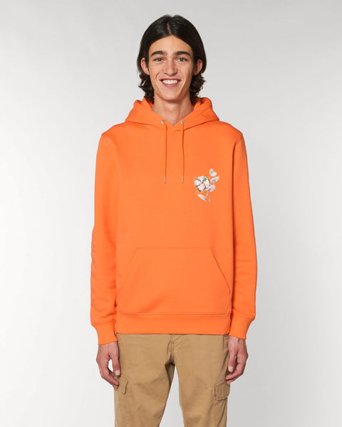 Orange Organic Cotton Printed Hoodie, Heavyweight, from organic cotton blend, Unisex, for Women & for Men
