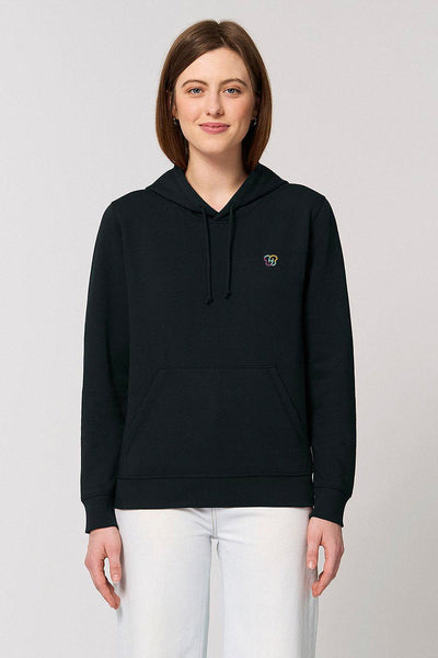 Black BHappy Logo Basic Hoodie, Medium-weight, from organic cotton blend, Unisex, for Women & for Men
