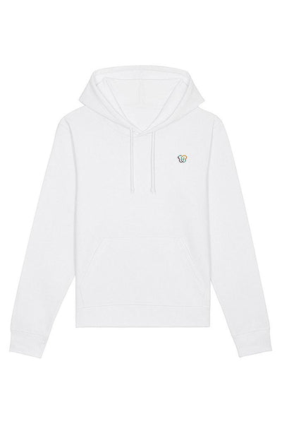 White BHappy Logo Basic Hoodie, Medium-weight, from organic cotton blend, Unisex, for Women & for Men
